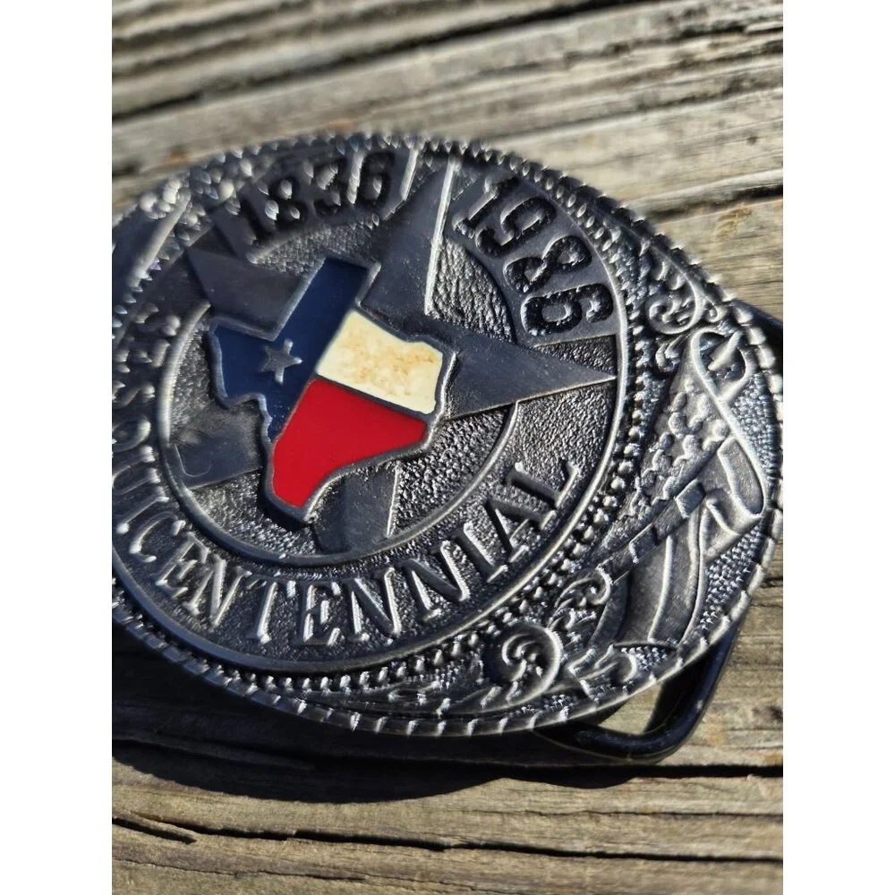 Vintage TL&B‎ Brass Texas Sesquicentennial 1836-1986 Metal Belt  Numbered 1508